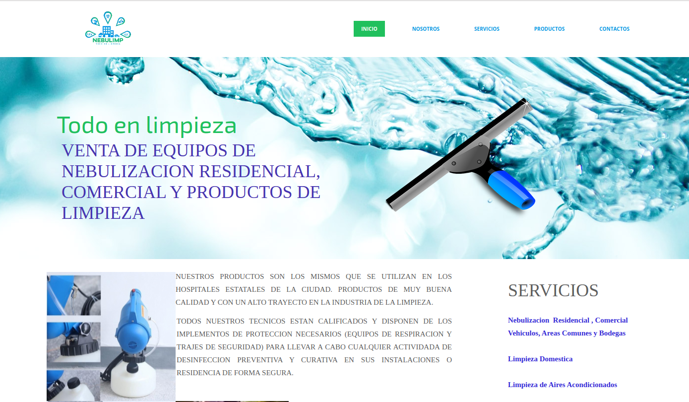 Imagen de la pagina www.nebulimp.com que forma parte de nuestros desarrollos.